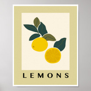 Affiche Art de cuisine minimaliste Citron Branche Citrus