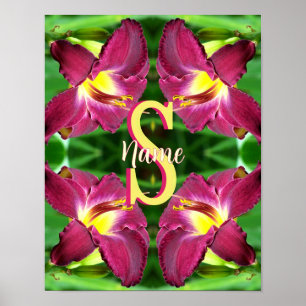 Affiche Art de Daylily personnalisé avec monogramme initia