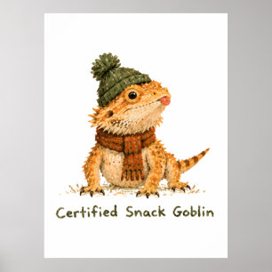 Affiche Art de dragon barbu de gobelin de snack certifié