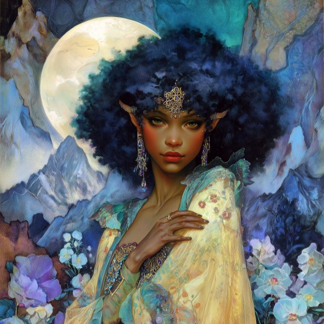 Affiche Art de fantasy noir Reine elfe noire Déesse (Créateur téléchargé)