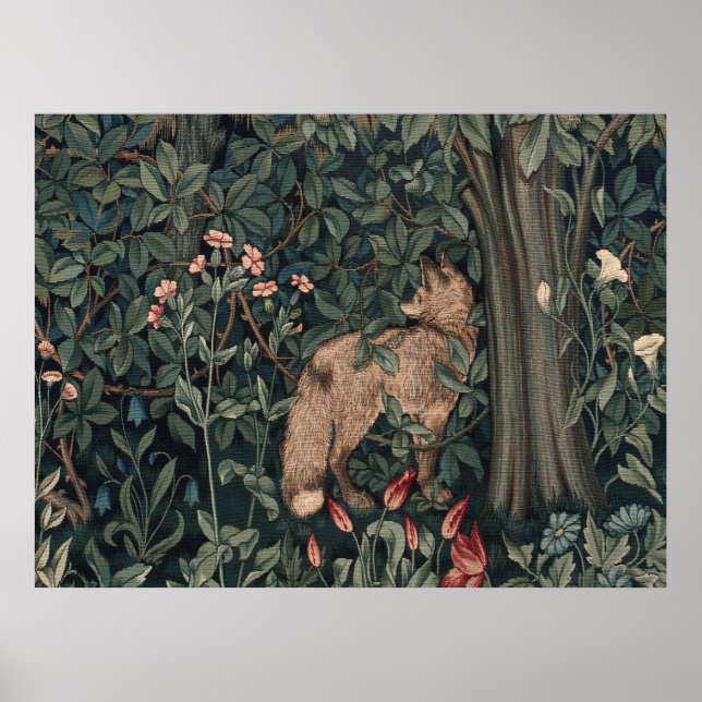 Affiche Art de faune de renard de verdure de William Morri (Devant)