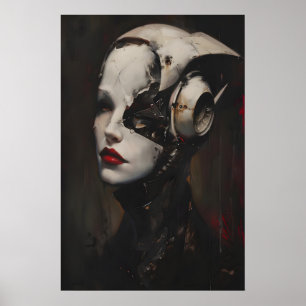 Affiche Art de femme cyberpunk, surréalisme sombre de scie