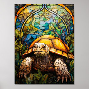 Affiche Art de fenêtre de jardin tortue de style verre col