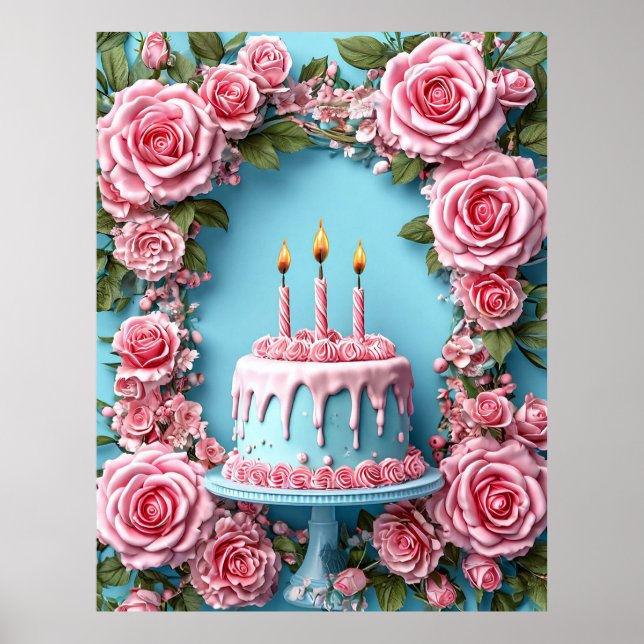 Affiche Art de fête d'anniversaire coloré (Devant)