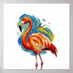 Affiche Art de flamant rose abstrait aux coups de pinceau