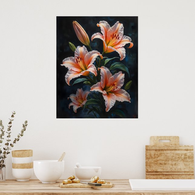 Affiche Art de fleur de lys élégant – Tirages premium et u (Cuisine)