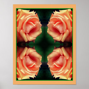 Affiche Art de fleur de miroir de rose de pêche en fleurs