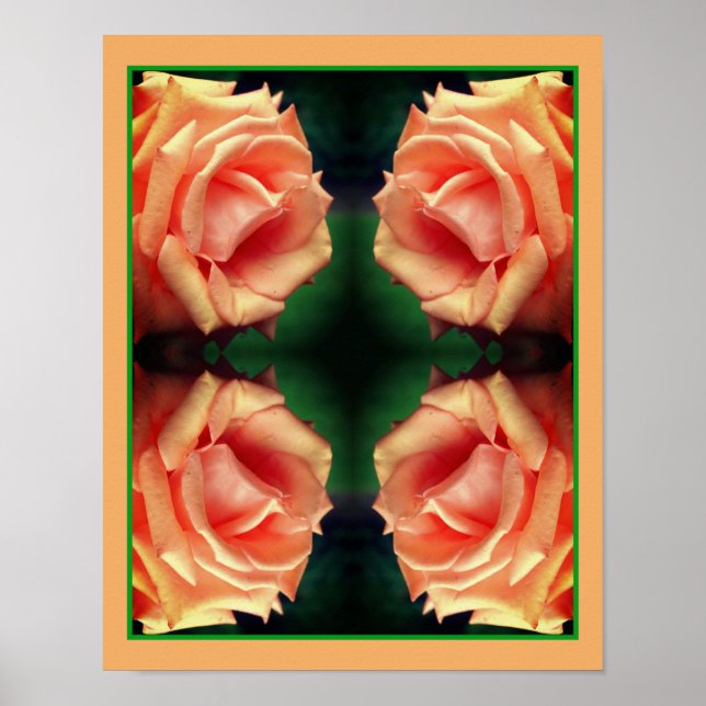 Affiche Art de fleur de miroir de rose de pêche en fleurs (Devant)