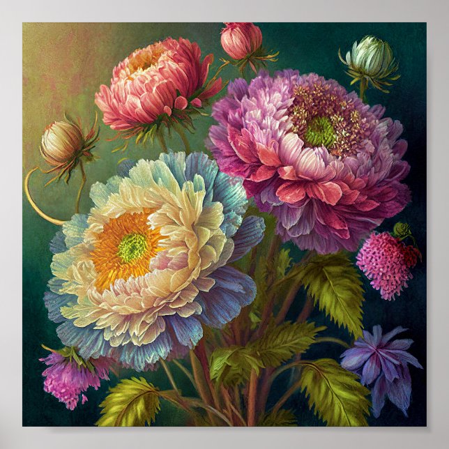 Affiche Art de fleurs colorées (Devant)