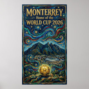 Affiche Art de football de luxe à Monterrey 2026 Stade de