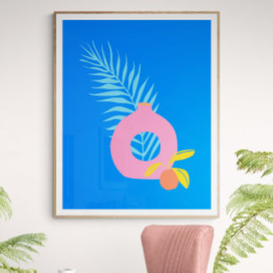 Affiche Art de fruits botaniques boho colorés en bleu