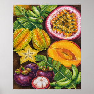 Affiche Art de fruits tropicaux Décor de cuisine exotiqu