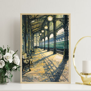 Affiche art de gare vintage gare classique chemin de fer