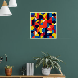 Affiche Art de géométrie à blocs de couleurs rétro