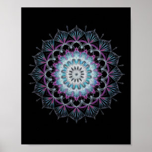 Affiche Art de géométrie fractale sacrée Mandala aquarelle