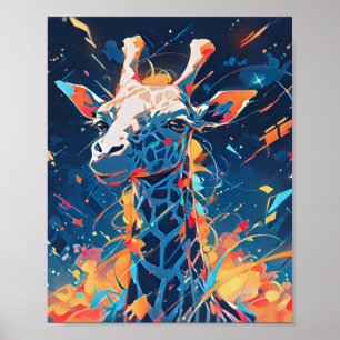 Affiche Art de girafe abstrait coloré