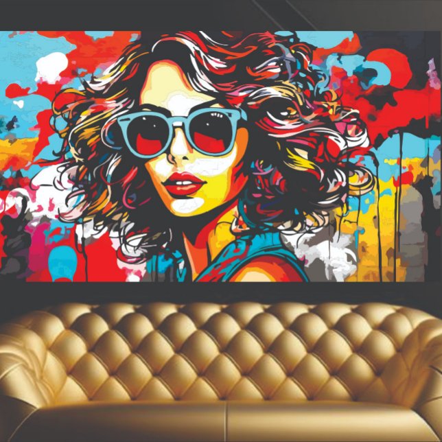 Affiche Art de Graffiti Fille Rétro (Retro Girl At)