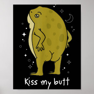 Affiche Art de grenouille Cottagecore Embrasse mes fesses 