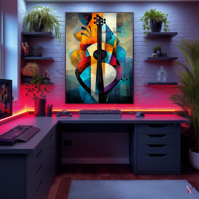 Affiche Art de guitare abstrait - Conception musicale géom (Créateur téléchargé)
