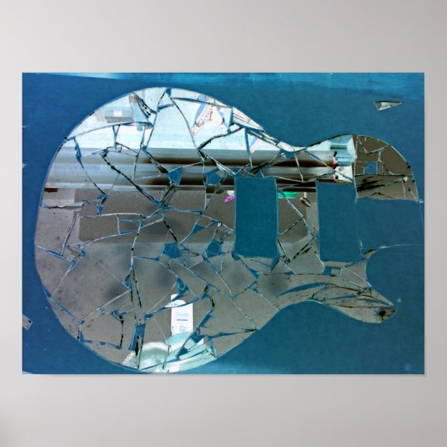 Affiche Art de guitare miroir fissuré (Devant)