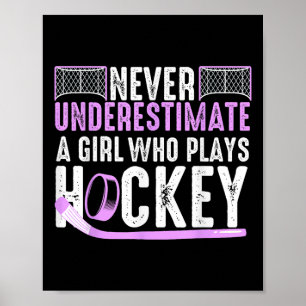 Affiche Art de hockey drôle pour filles femmes jouer au ho