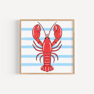 Affiche Art de homard méditerranéen côtier peint à la main