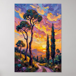 Affiche Art de la campagne silhouette coucher de soleil vi