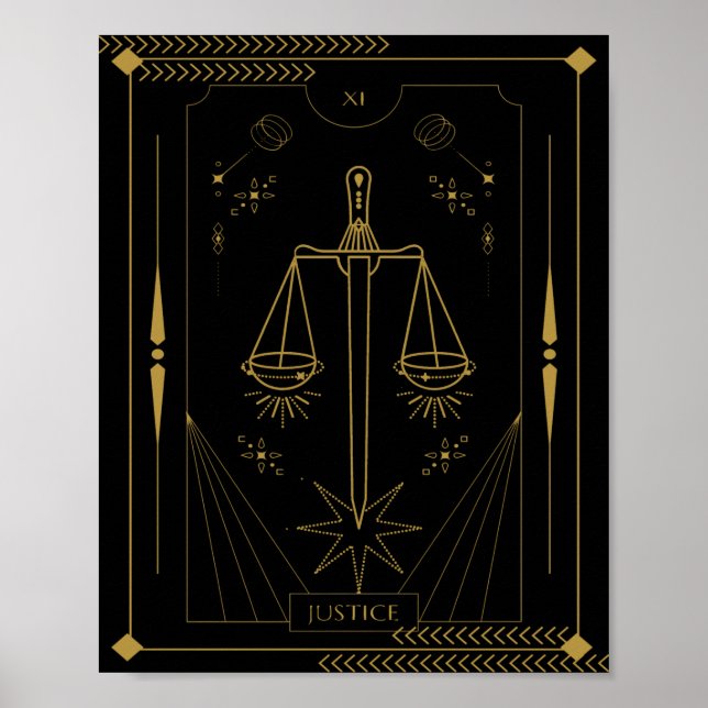 Affiche Art de la carte Tarot Justice (Devant)