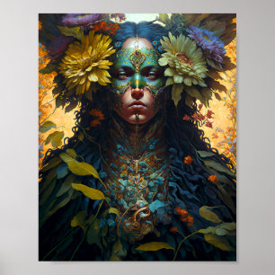 Affiche Art de la déesse des fleurs Imaginaire