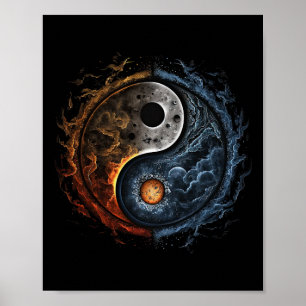 Affiche Art de la dualité cosmique Yin Yang pour la médita