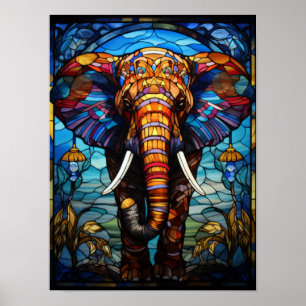 Affiche Art de la faune éléphant majestueux en verre color