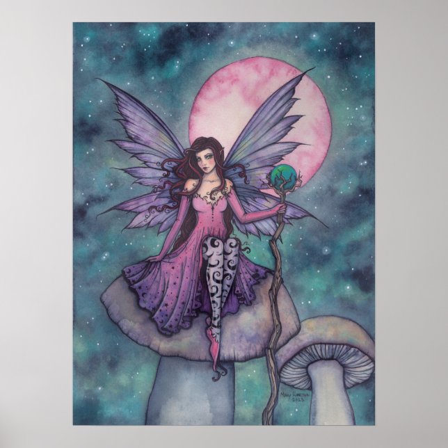 Affiche Art de la fée de nuit violette par Molly Harrison (Devant)