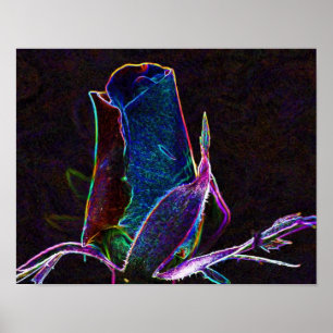 Affiche Art de la fleur de rose électrique