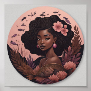 Affiche Art de la Fleur des femmes africaines