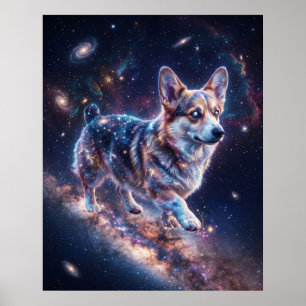 Affiche Art de la galaxie de la Voie lactée Corgi cosmique