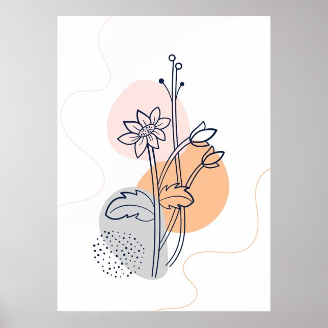 Affiche Art de la ligne de fleurs botanique (Devant)