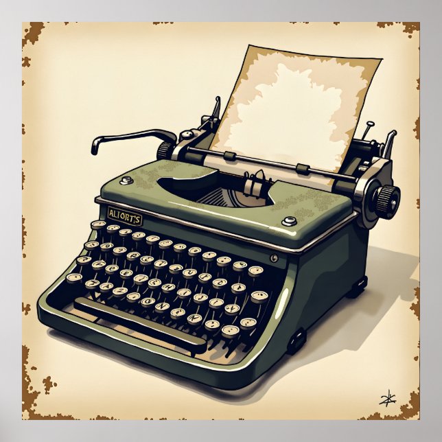 Affiche Art de la machine à écrire simple (Devant)