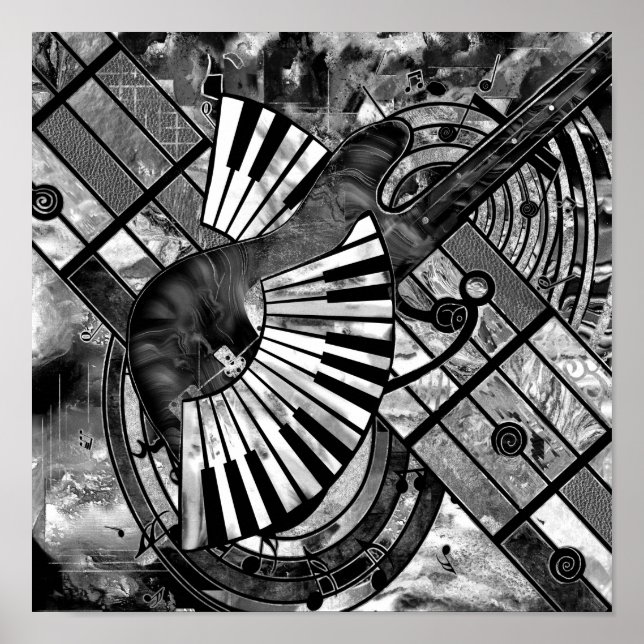 Affiche Art de la musique Abstraite - Textures mixtes en n (Devant)