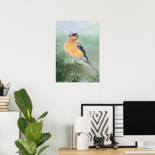 Affiche Art de la nature Pinson à l'aquarelle