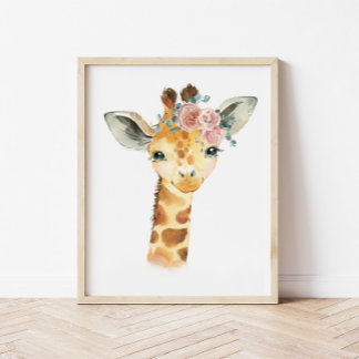 Affiche Art de la nurserie d'animaux de Safari, Aquarelle 