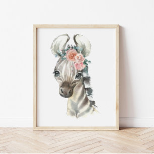 Affiche Art de la nurserie d'animaux de safari jungle, Zèb