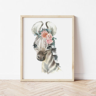 Affiche Art de la nurserie d'animaux de safari jungle, Zèb