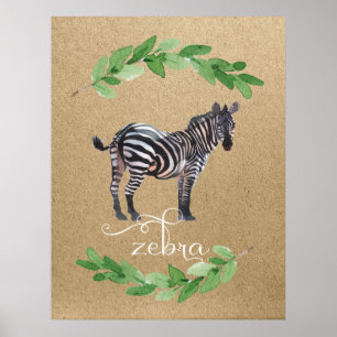 Affiche Art de la nurserie Safari Jungle Zèbre