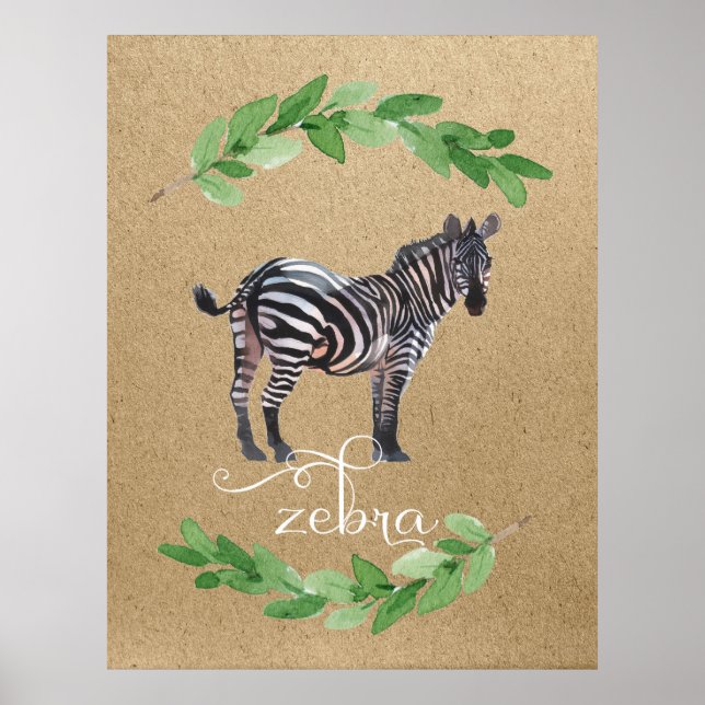 Affiche Art de la nurserie Safari Jungle Zèbre (Devant)
