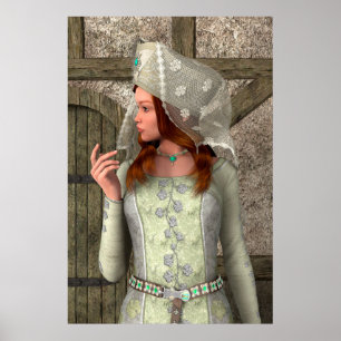 Affiche Art de la Renaissance Princesse Médiévale Vintage