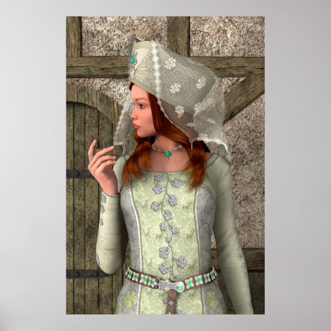 Affiche Art de la Renaissance Princesse Médiévale Vintage (Devant)