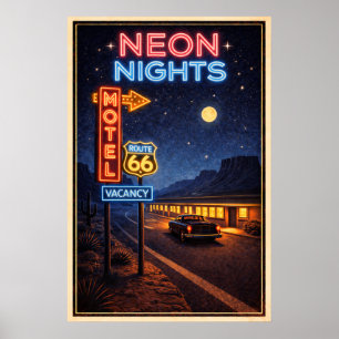 Affiche Art de la route 66 néon rétro