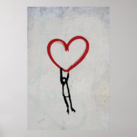 ART DE LA RUE HEART & STICK MAN GRAFFITI WALL