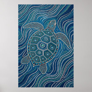Affiche Art de la tortue de mer autochtone
