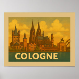 Affiche Art de la ville de Cologne en Allemagne
